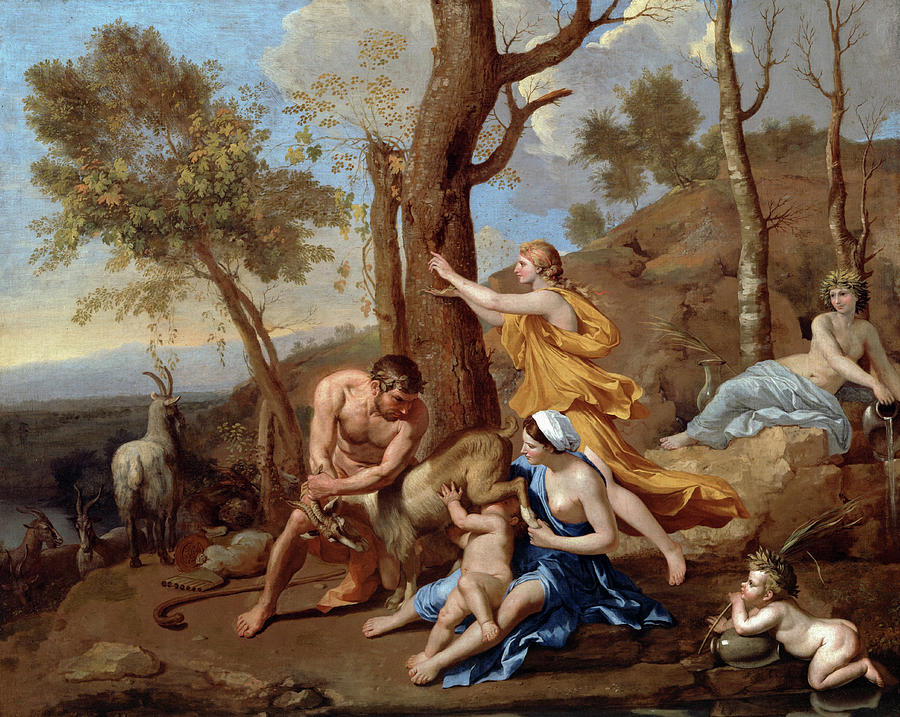 Nicolas Poussin Painting - The Nurture of Jupiter by Nicolas Poussin