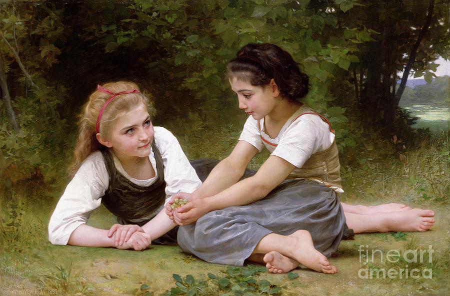 Portrait Painting - The Nut Gatherers by William-Adolphe Bouguereau