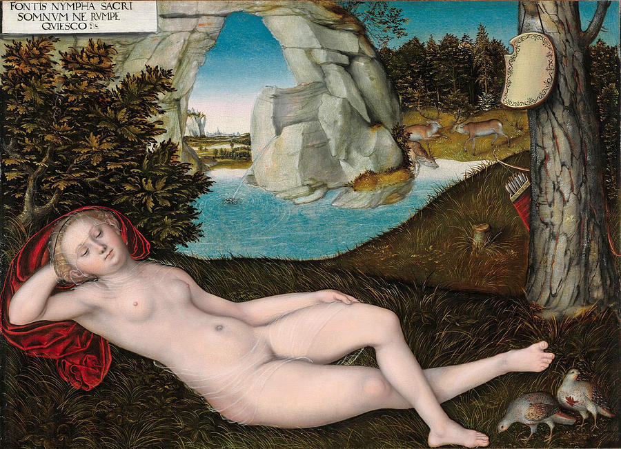The Nymph of the Spring Painting by Lucas Cranach the Younger
