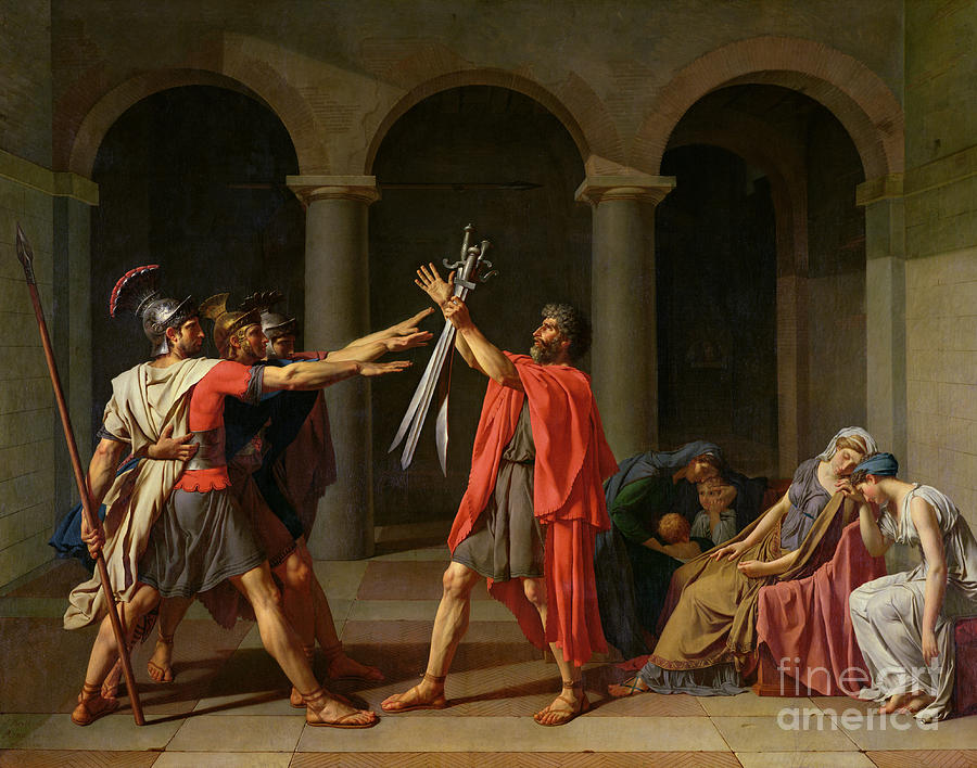 The Painting - The Oath of Horatii by Jacques Louis David