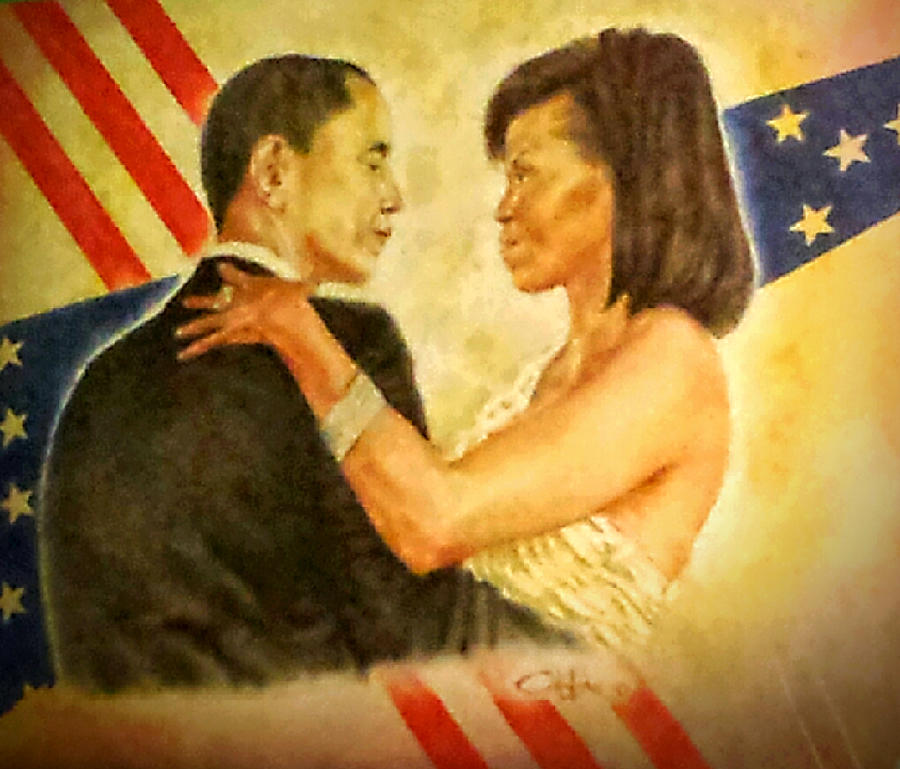 Barack and Michelle Painting by G Cuffia
