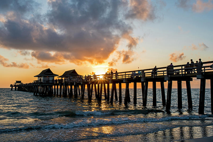 Naples pier at sunset Naples Florida Fiery Sun Photograph by Toby McGuire