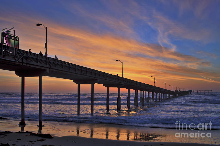 San Diego Photograph - The Ocean Beach Pier under a Colorful Sunset by Sam Antonio