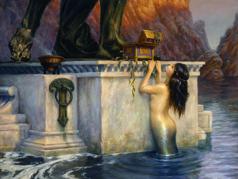 Mermaid Painting - The Offering by Richard Hescox