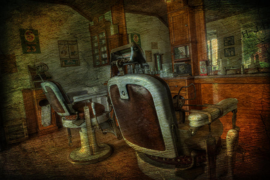 The Old Barbershop - vintage - nostalgia Photograph by Lee Dos Santos