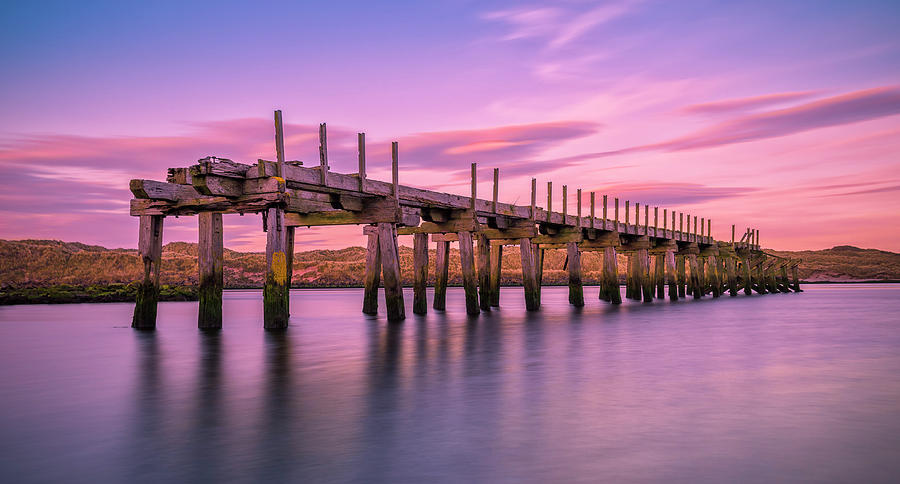 Sunset Photograph - The Old Bridge at Sunset by Roy McPeak