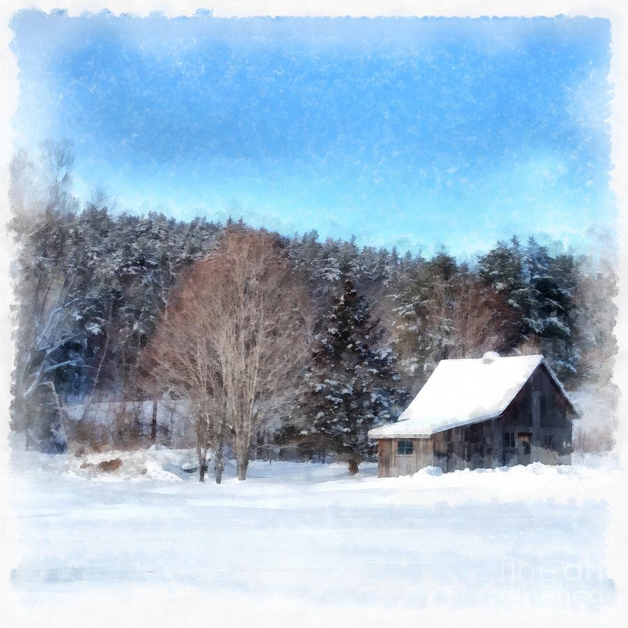 The Old Cabin Winter Etna New Hampshire Painting by Edward Fielding
