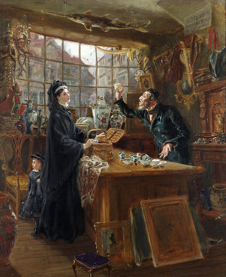 The Old China Shop Painting by Ralph Hedley