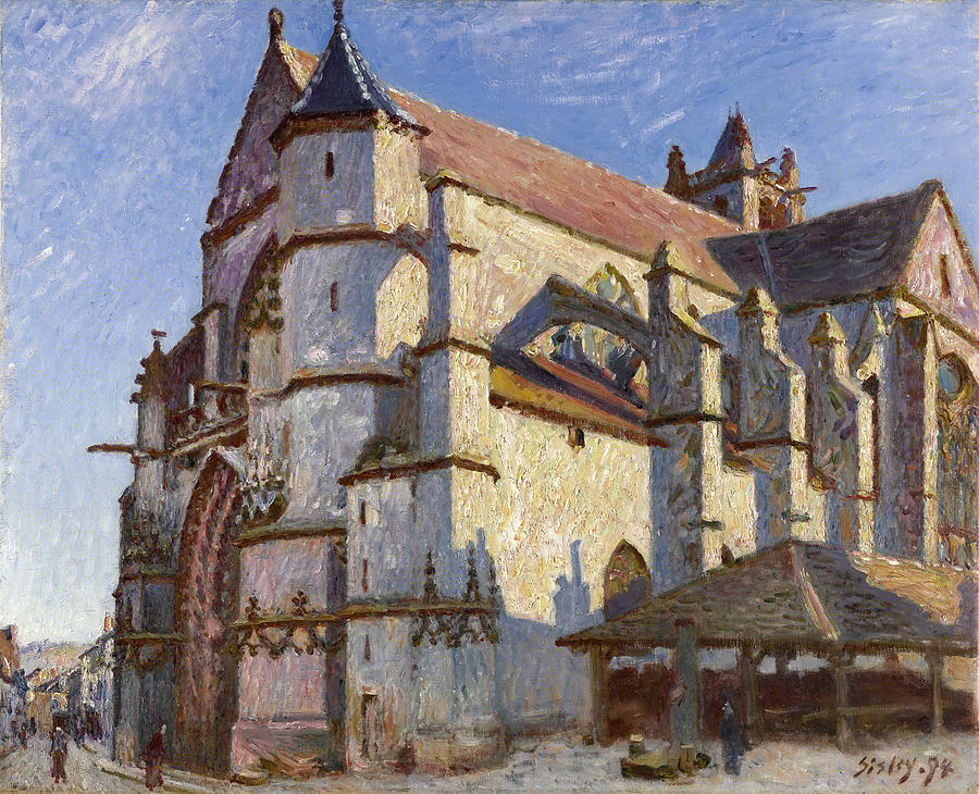 The Old Church at Moret in Morning Sun Painting by Alfred Sisley