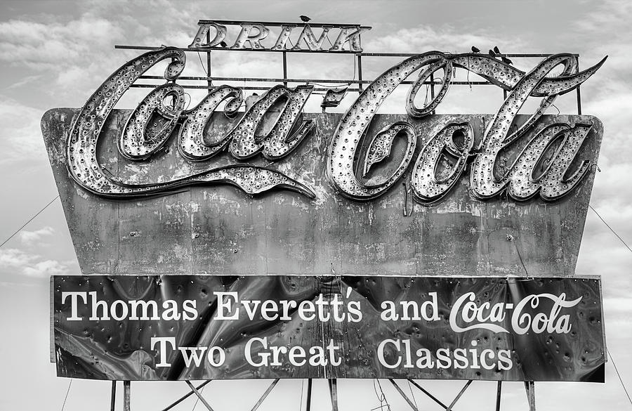 The Old Coke Sign in Black and White Photograph by JC Findley