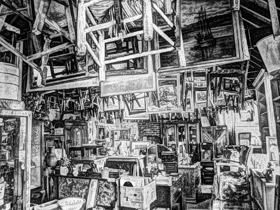 Old Digital Art - The Old Curiosity Shop BW by Roger Booton