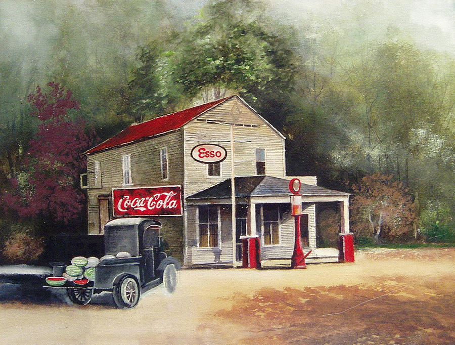 Truck Painting - The Old Esso Station by Charles Roy Smith