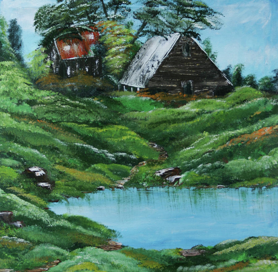 Farm Painting - The Old Farm by Robin Lee Farm Painting - The Old Farm by Robin Lee