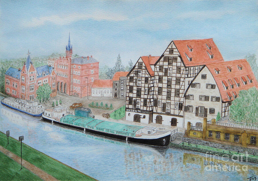 The Old Granaries Bydgoszcz Painting by Yvonne Johnstone