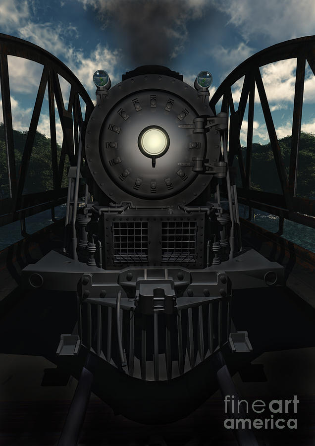 Train Digital Art - The Old Iron Bridge by Richard Rizzo