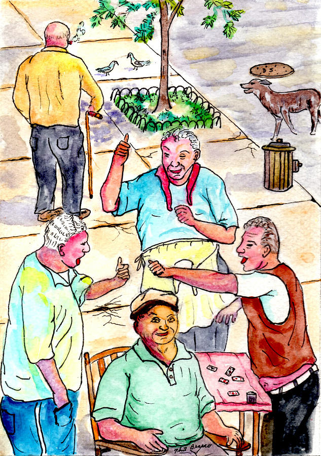 The Old Italian Men Up The Block Mixed Media by Philip And Robbie Bracco
