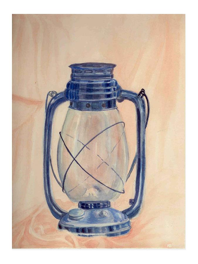 Lantern Still Life Painting - The Old Lantern by Asha Sudhaker Shenoy