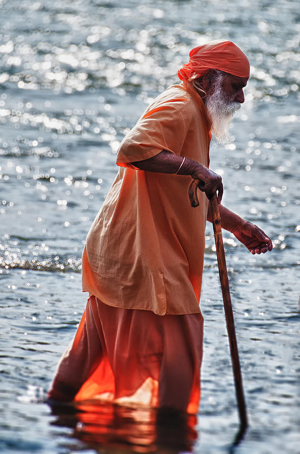 The Old Man and the River Ganges Photograph by Bo Nielsen