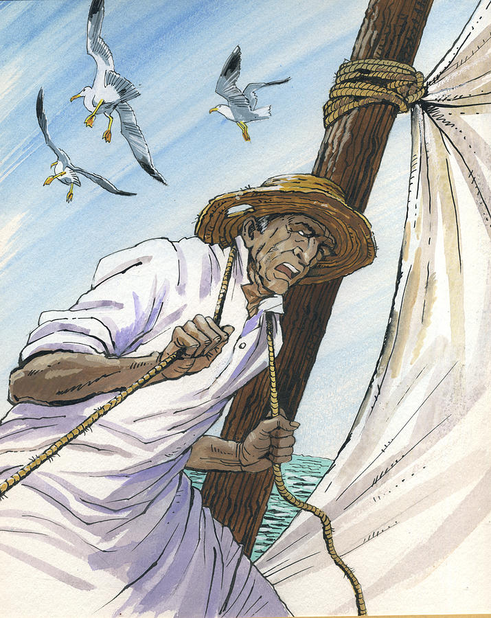 The Old Man and the Sea. Novel Illustration Painting by Igor Sakurov