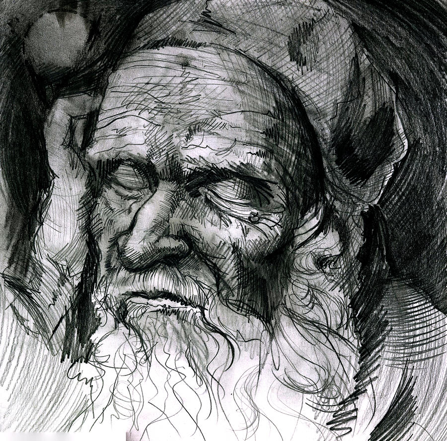 The Old Man Drawing by John Baker | Fine Art America