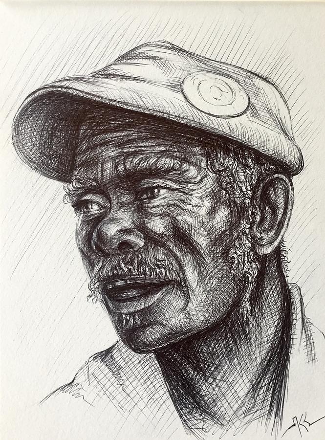 The old man Drawing by Katerina Kovatcheva