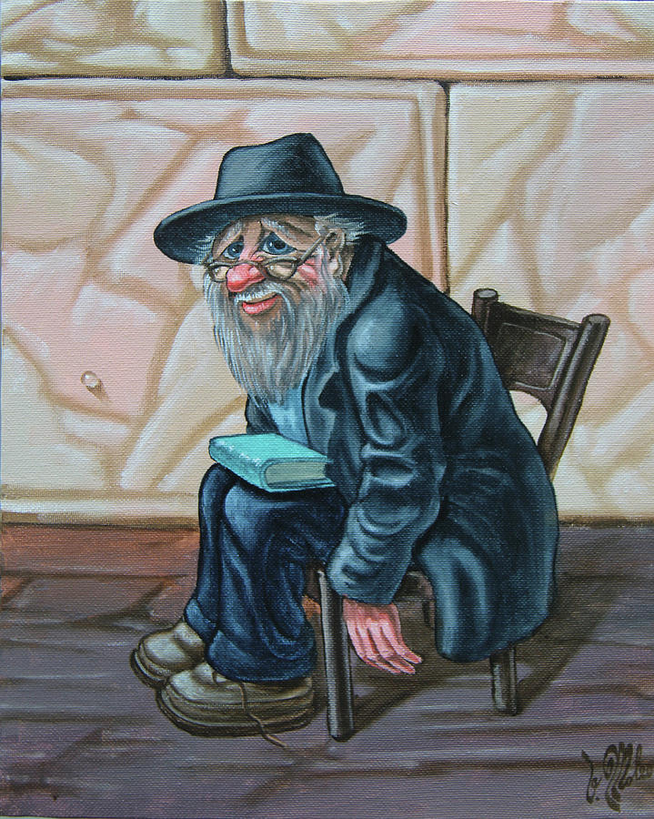The old man near the Western Wall Painting by Victor Molev