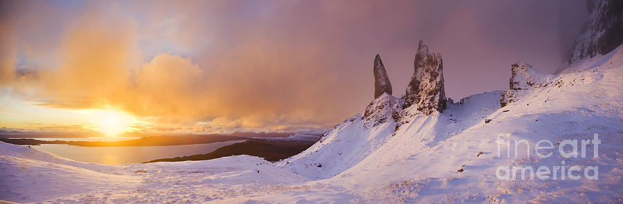 Mountain Photograph - The Old Man of Storr at sunrise, Skye, Scotland. by Justin Foulkes
