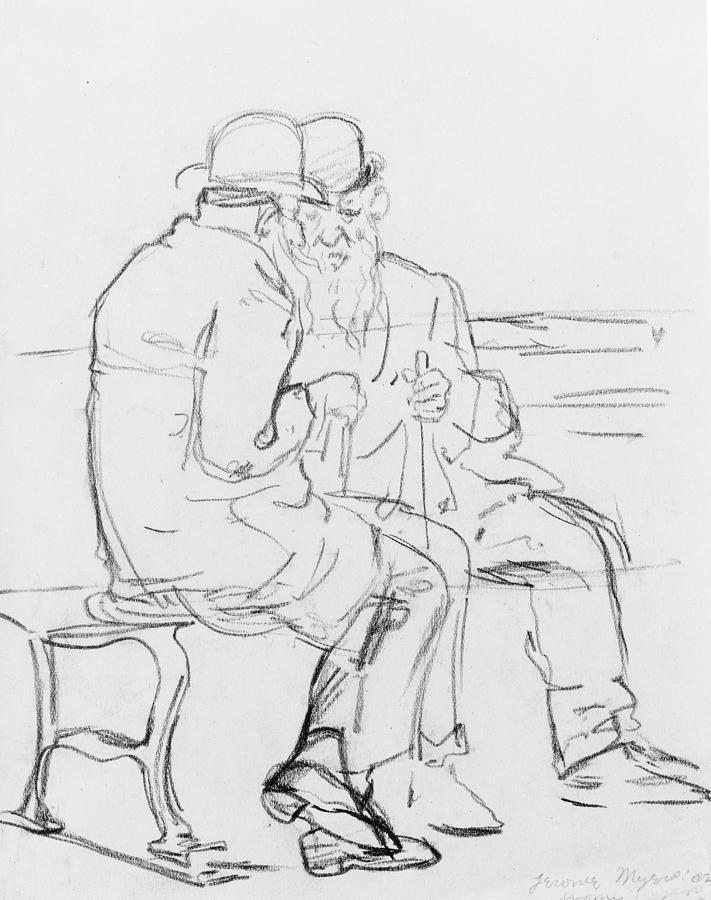 The Old Men Drawing by Jerome Myers