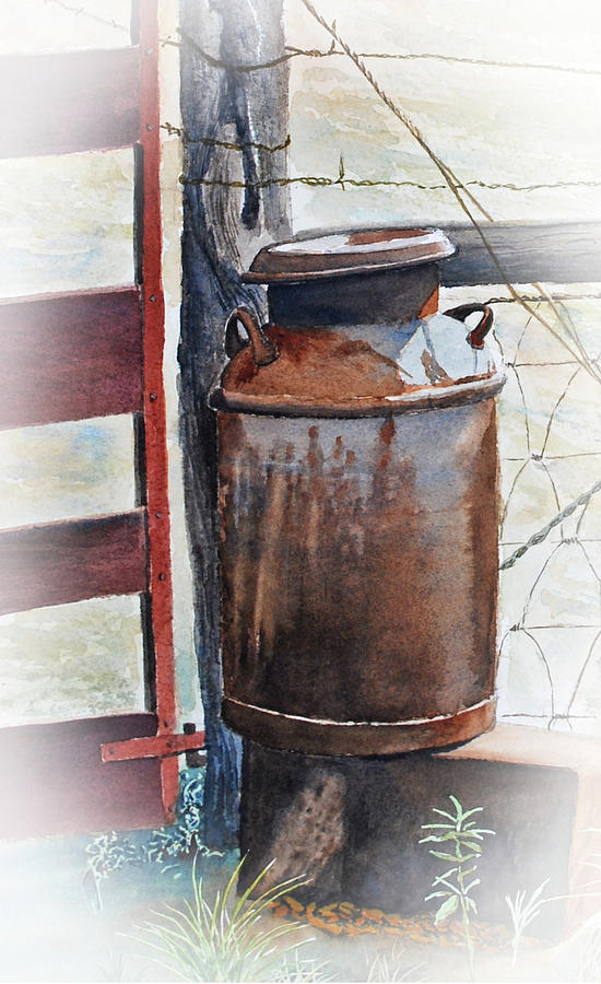The Old Milk Bucket Painting by E M Sutherland