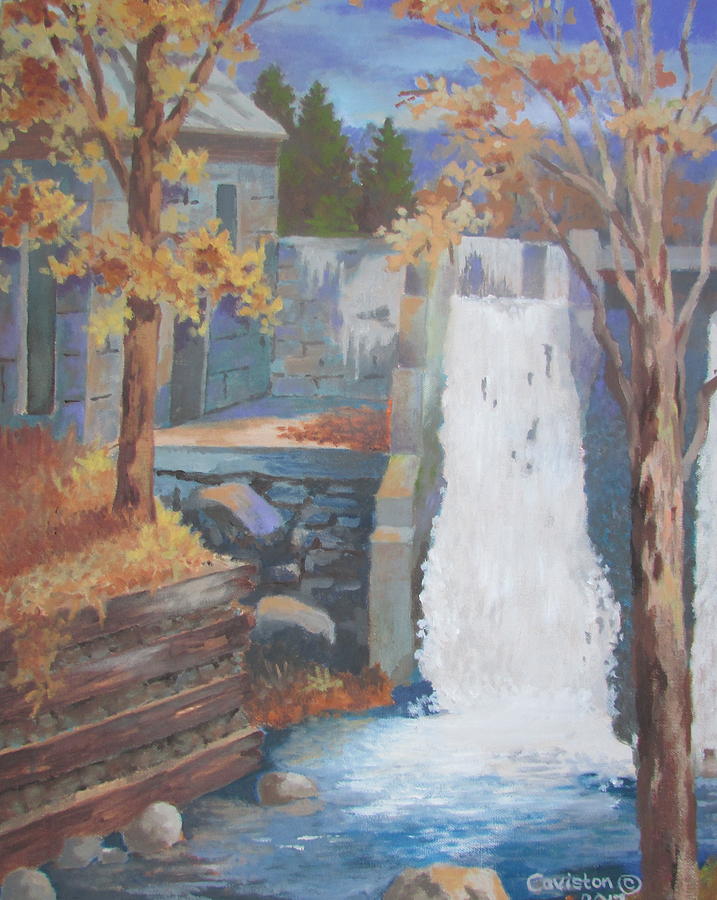 The Old Mill Falls Painting by Tony Caviston