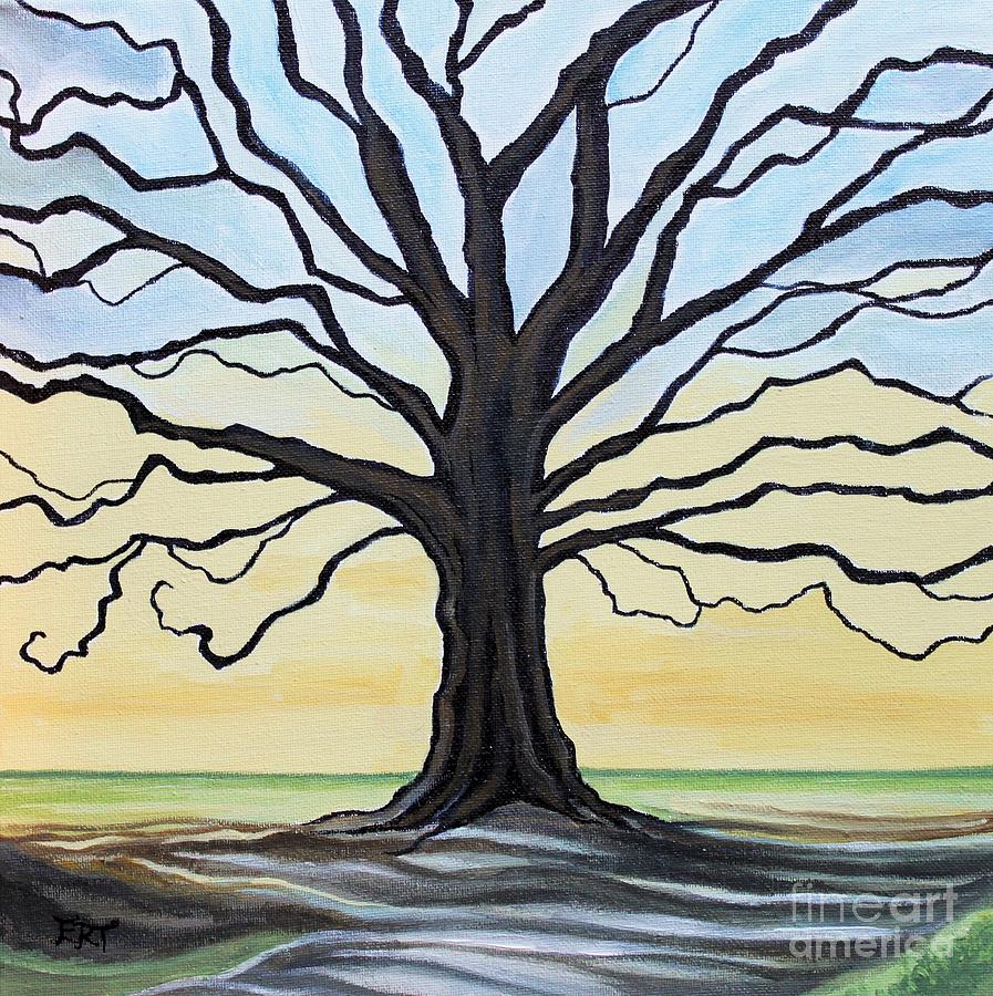 The Stained Old Oak Tree Painting by Elizabeth Robinette Tyndall