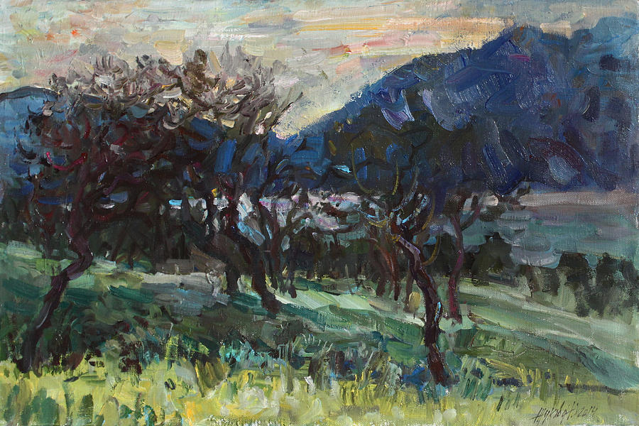 The old olive trees Painting by Juliya Zhukova