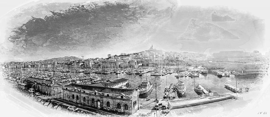 The Old Port of Marseille , Black and White Photograph by Jean Francois Gil