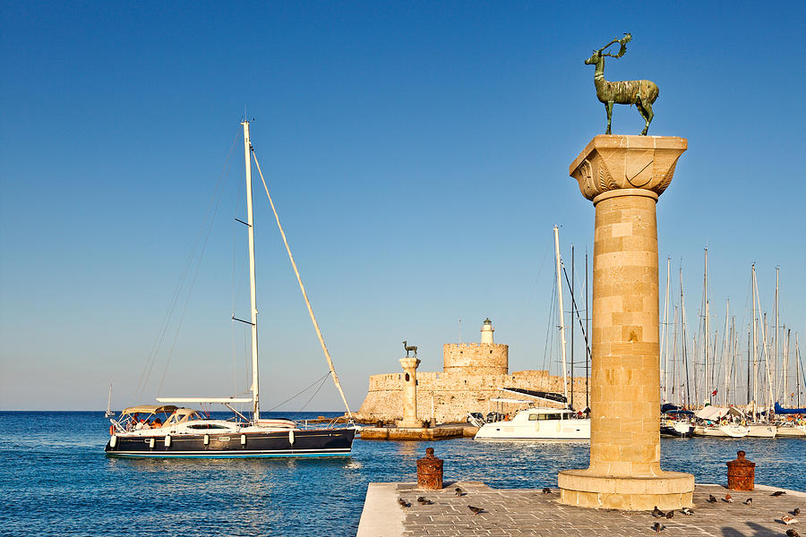 The old port of Rhodes - Greece Photograph by Constantinos Iliopoulos