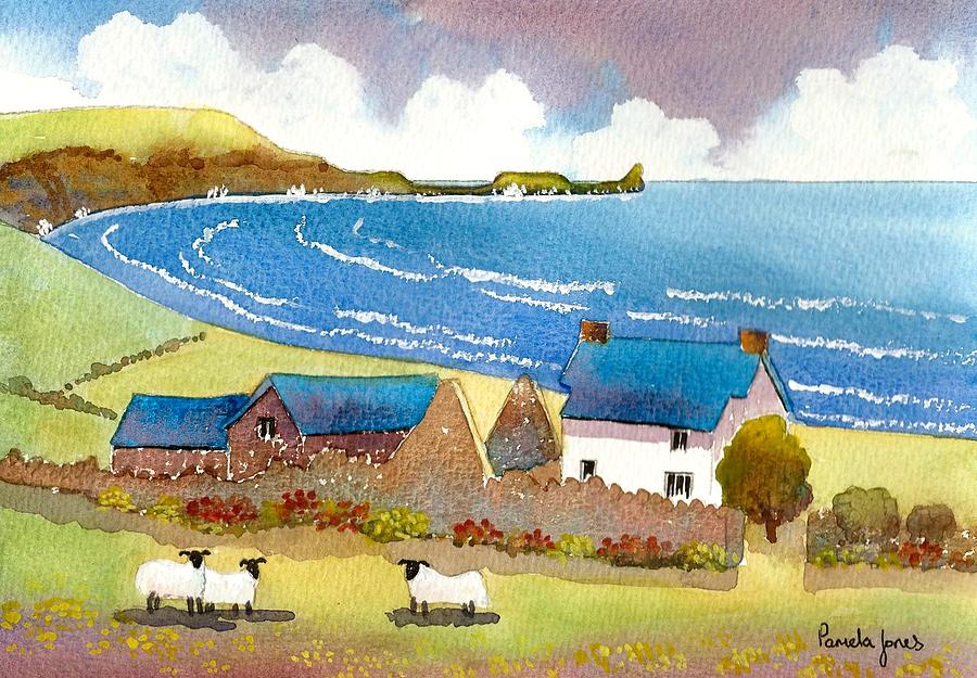 Sheep Painting - The Old Rectory Rhossili Gower Wakes UK by Pamela Jones