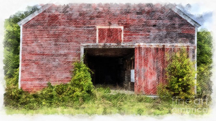 The Old Red Barn at Nutt Farm Etna NH Painting by Edward Fielding