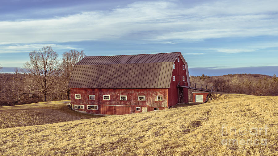 The Old Red barn in Winter Photograph by Edward Fielding