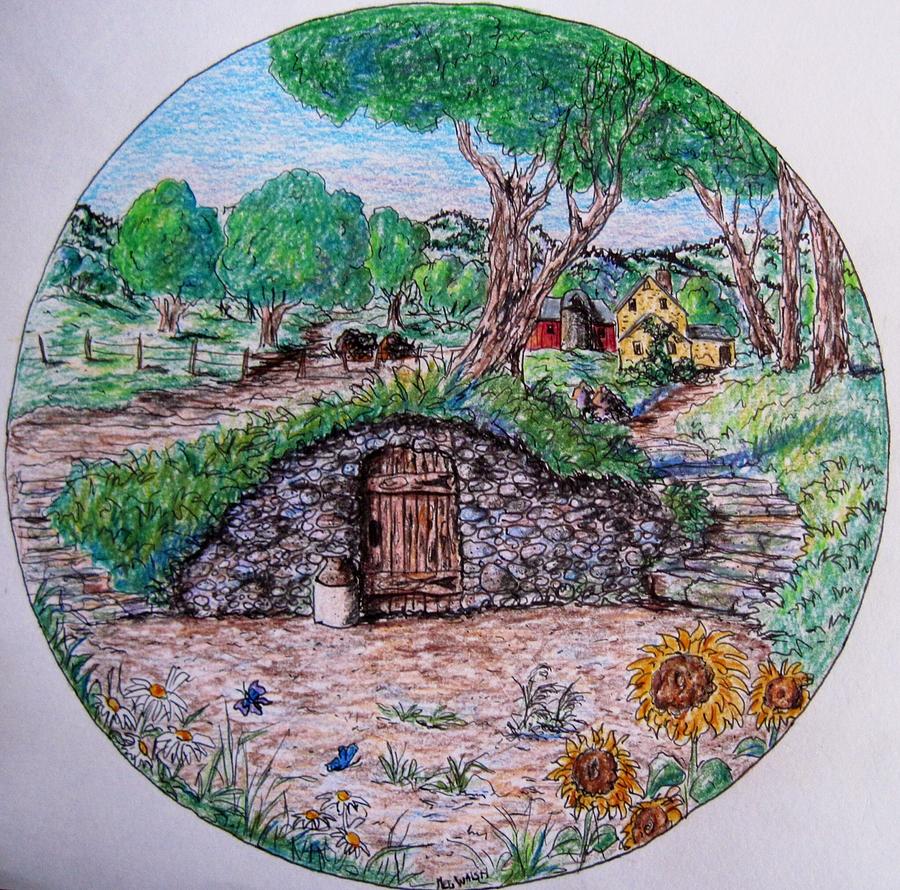 Landscape Drawing - The Old Root Cellar by Megan Walsh