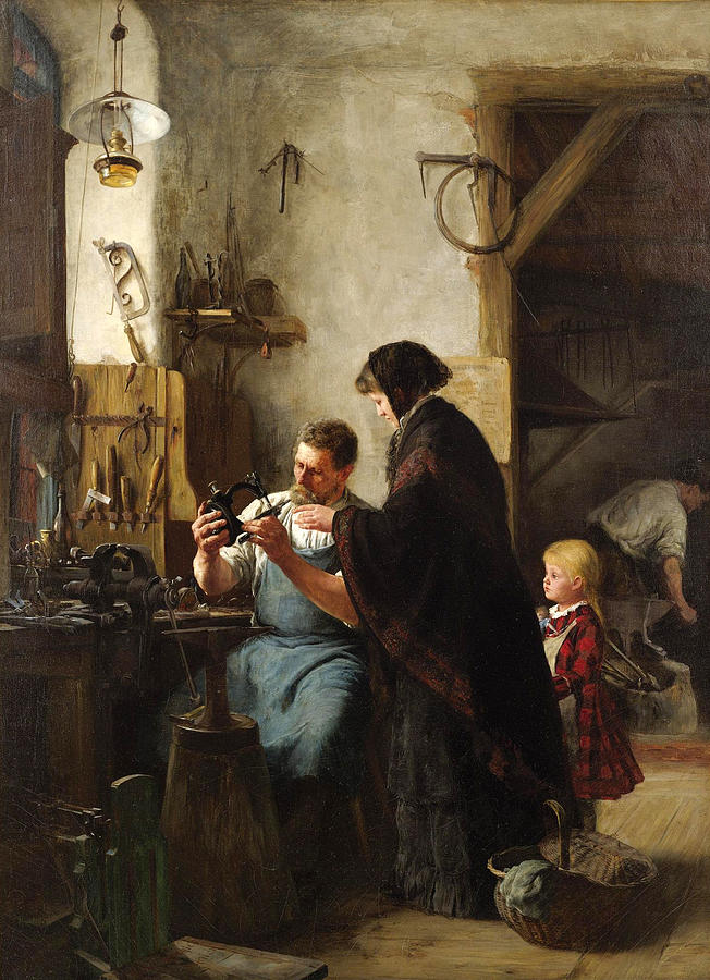 The Old Sewing Machine Painting by Robert Koehler