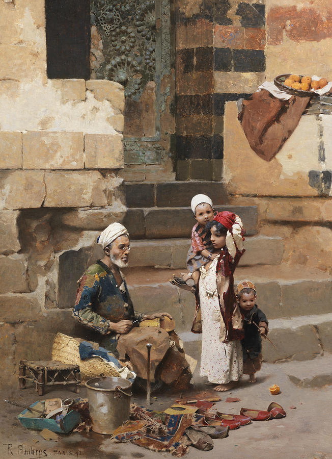 The Old Shoe Maker, Cairo Painting by Raphael von Ambros
