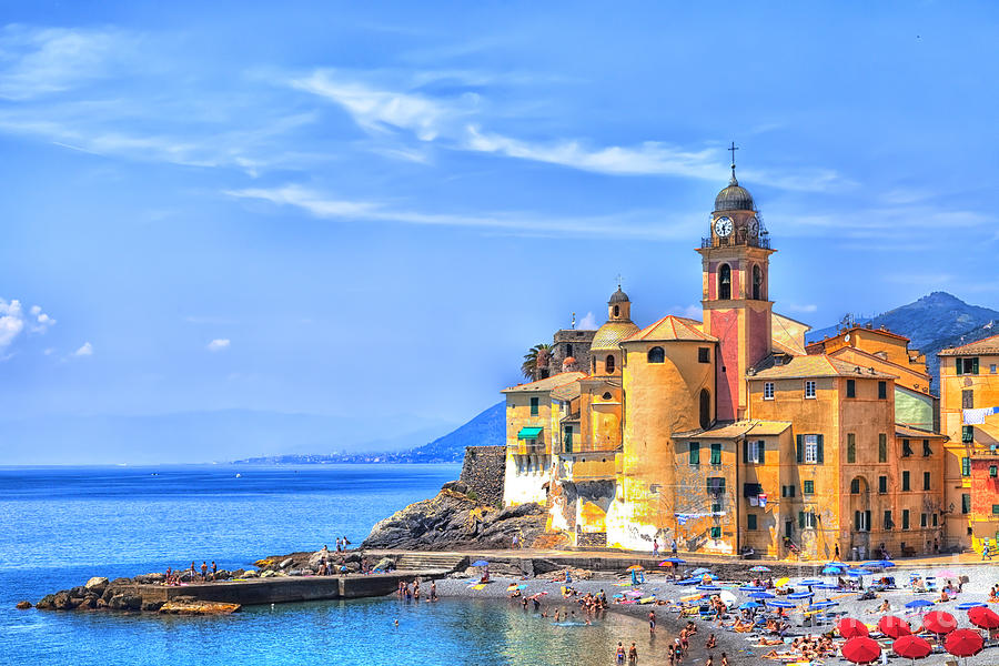 The old town of the seaport Camogli Photograph by Gina Koch