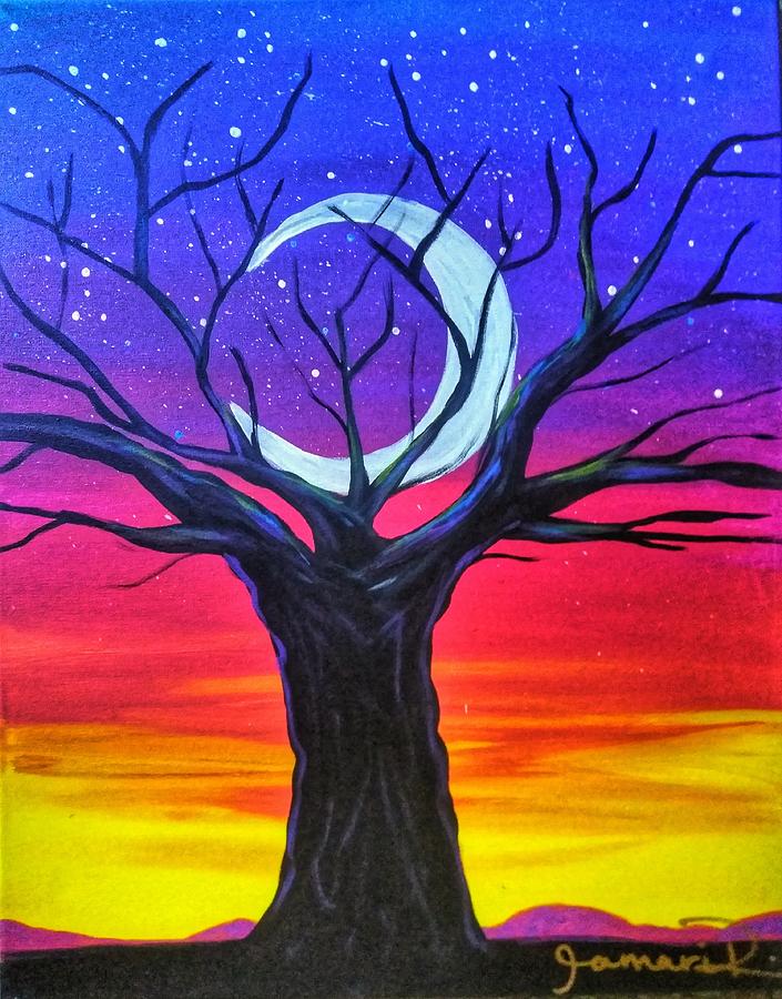 Sunset Painting - The Old Tree by Artist Jamari