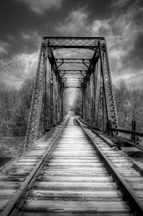 The Old Trestle in Black and White Painterly Photograph by Debra and Dave Vanderlaan