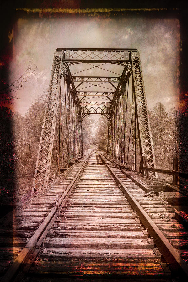The Old Trestle in Sepia with Painterly Border Photograph by Debra and Dave Vanderlaan