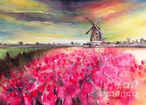 The Old Windmill - original sold Painting by Therese Alcorn