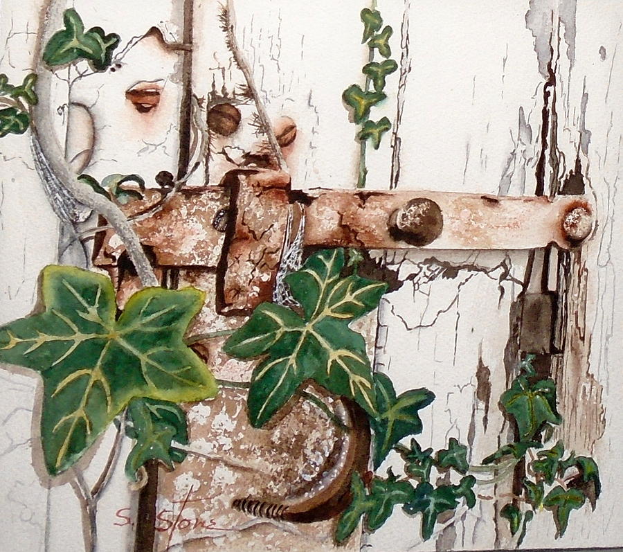 Iron Latch Painting - The Olde Garden Gate by Sandra Stone Iron Latch Painting - The Olde Garden Gate by Sandra Stone