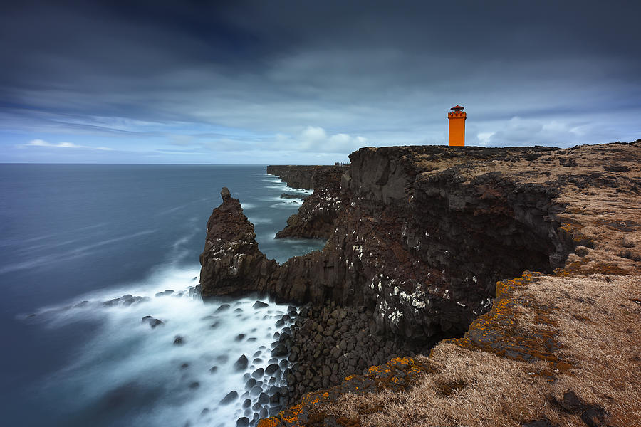 The orange Lighthouse Photograph by Dominique Dubied