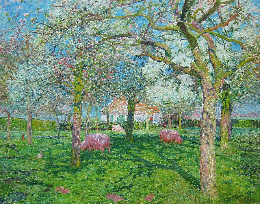 The Orchard in the Spring Painting by Emile Claus