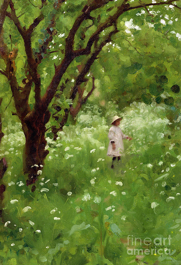 Flower Painting - The Orchard  by Thomas Cooper Gotch