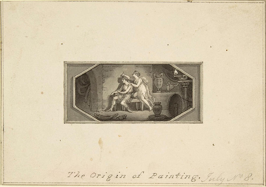 The Origin of Painting Drawing by Edward Francis Burney